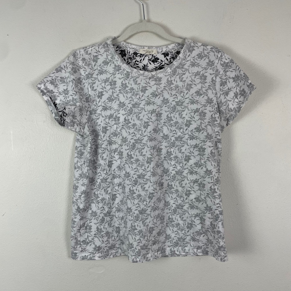 rag & bone L All Over Julie Poppy Floral‎ Print White Short Sleeve T Shirt